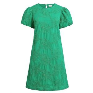 J.Crew‎ Eyelet Puff Sleeve Mini Dress Dublin Green Size 18 NWT (CI022)